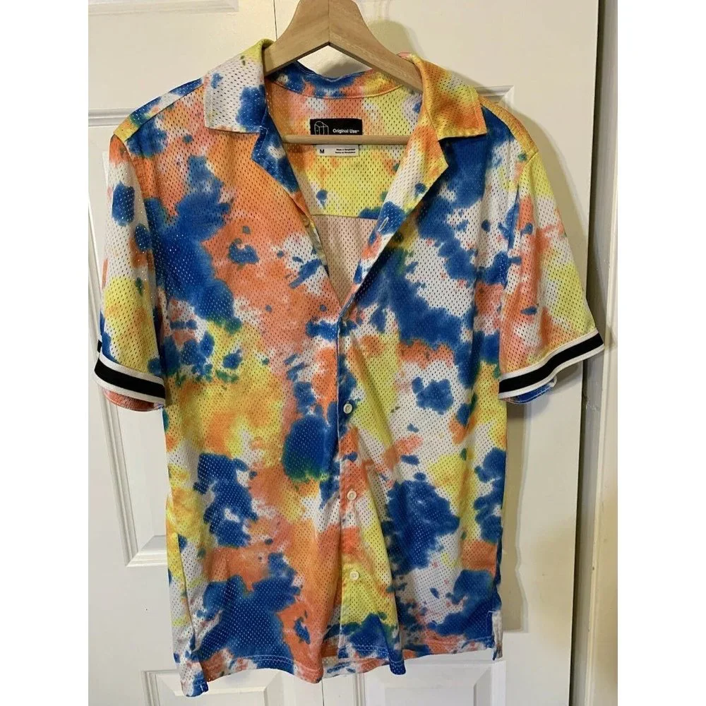 Original Use Men’s Sz M Tie Dye Button Fit Short Sleeve Shirt - Picture 3 of 8